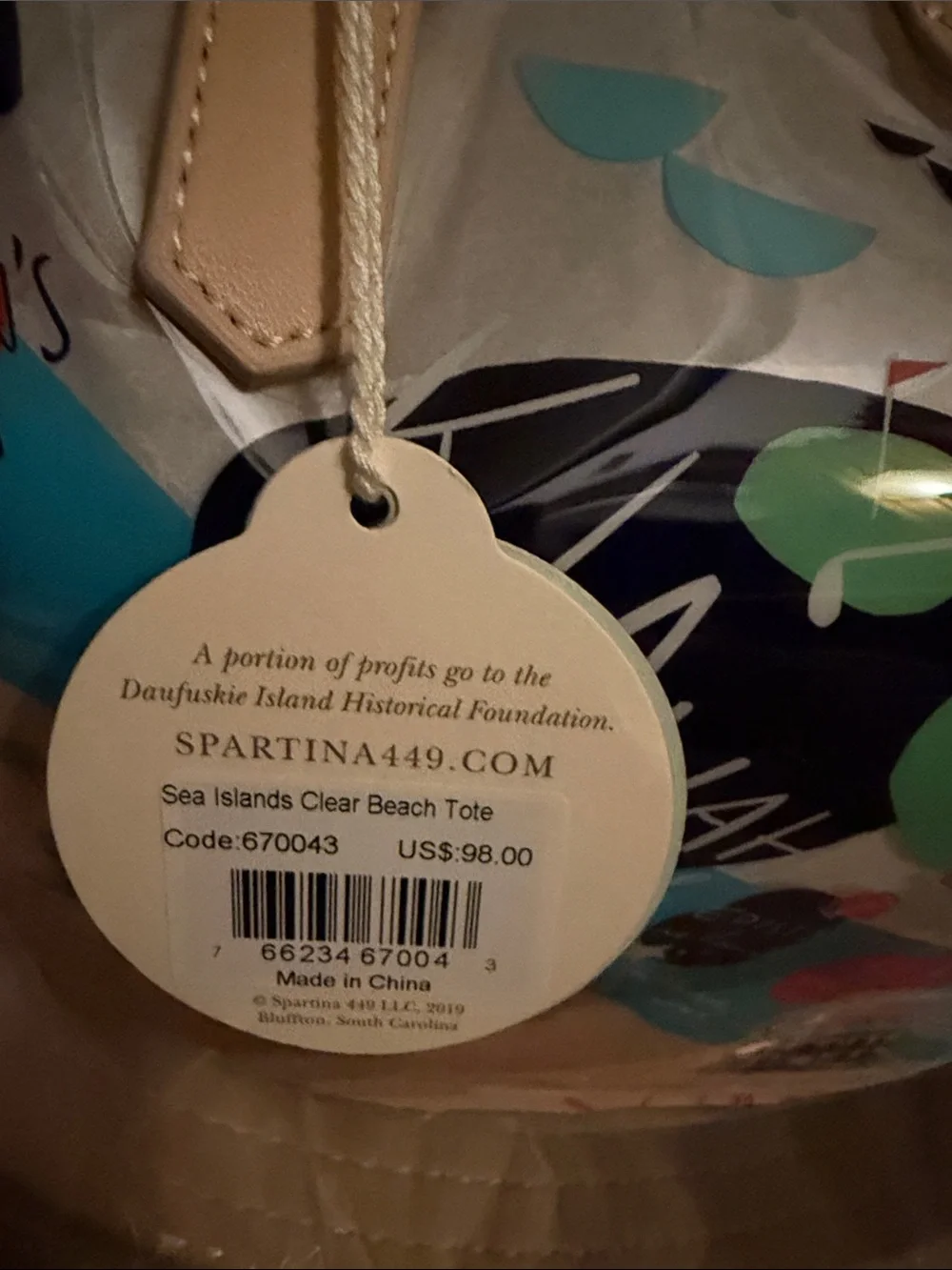 Spartina 449 Sea Islands Clear Beach Tote - Picture 2 of 4